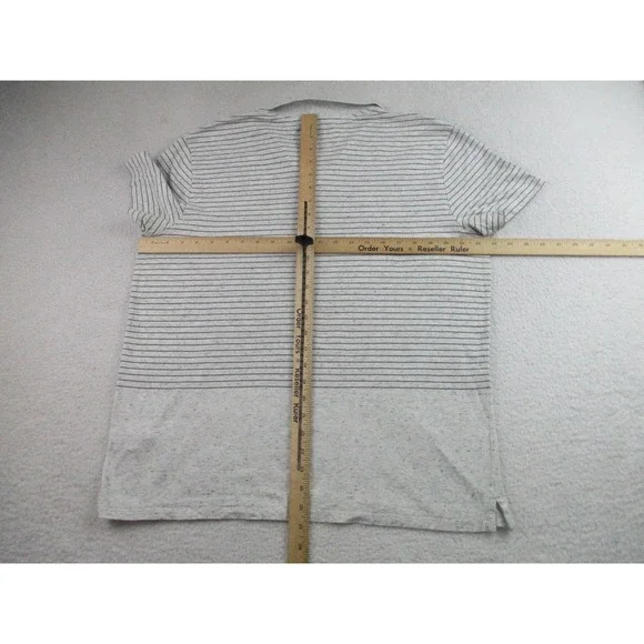 Vince Shirt Mens XL Gray Striped Short Sleeve Polo Modal Cotton Casual Top‎